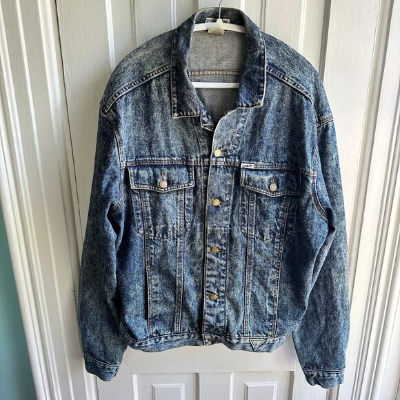 Vintage 90s Georges Marciano GUESS Acid Wash Denim Jacket - Picture 1 of 10